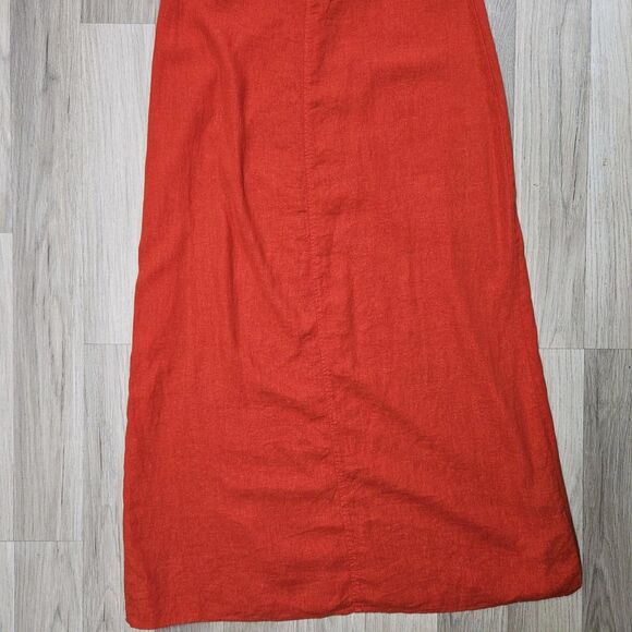Zara Womens Dress Burnt Orange Midi Strappy Size Medium  Linen - Picture 5 of 9